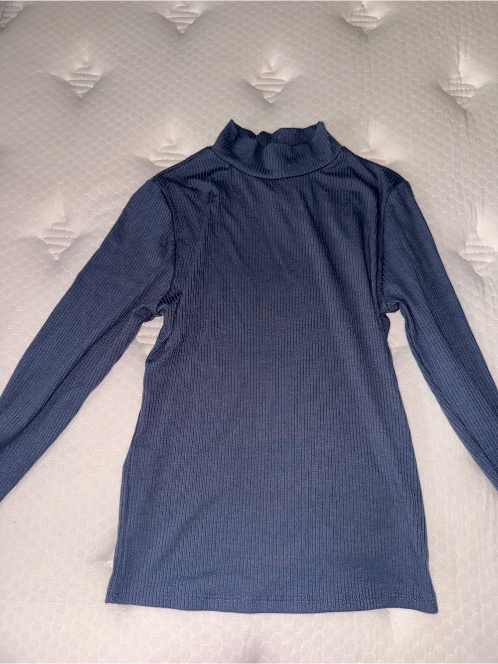 Tilly's Navy Ribbed Mock Neck Long Sleeve Top